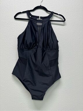 NWT Daci Black High-Neck One-Piece Swimsuit - Classic Coverage, Size XXL